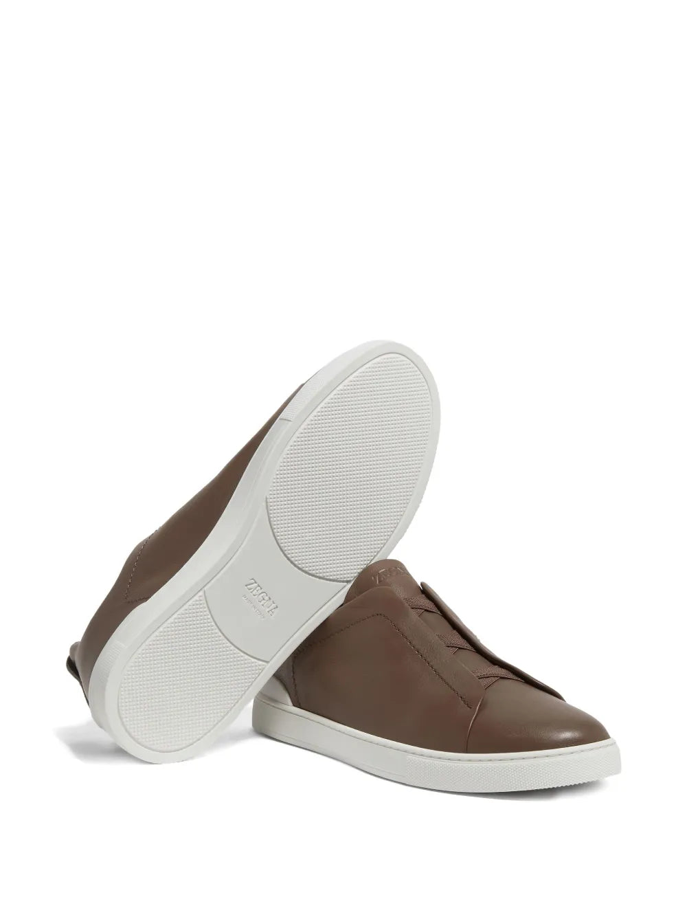 Zegna Triple Stitch?Secondskin Leather Sneakers