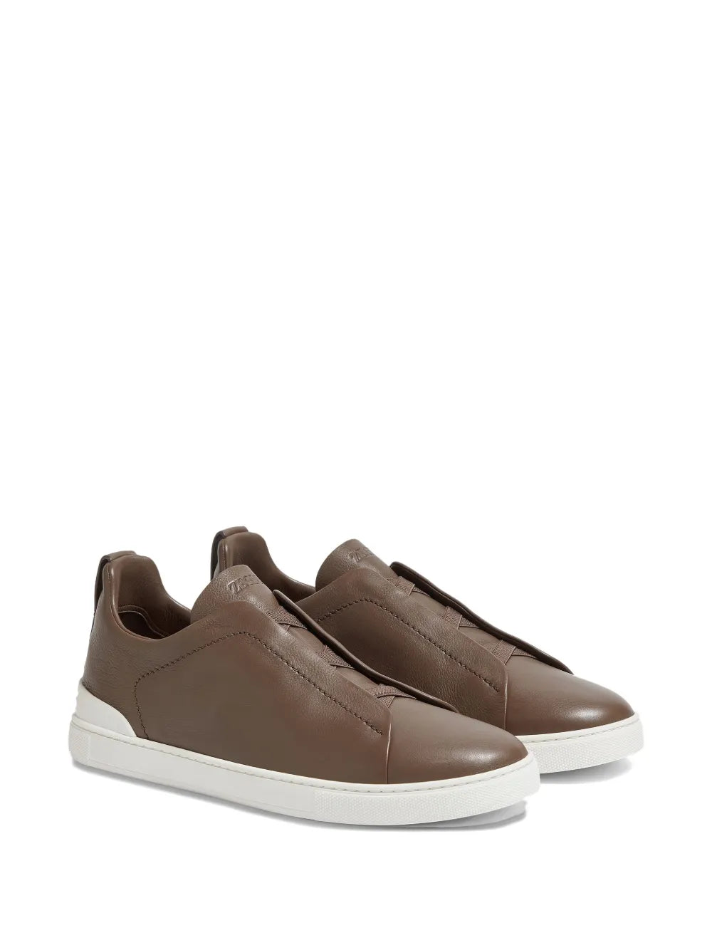 Zegna Triple Stitch?Secondskin Leather Sneakers