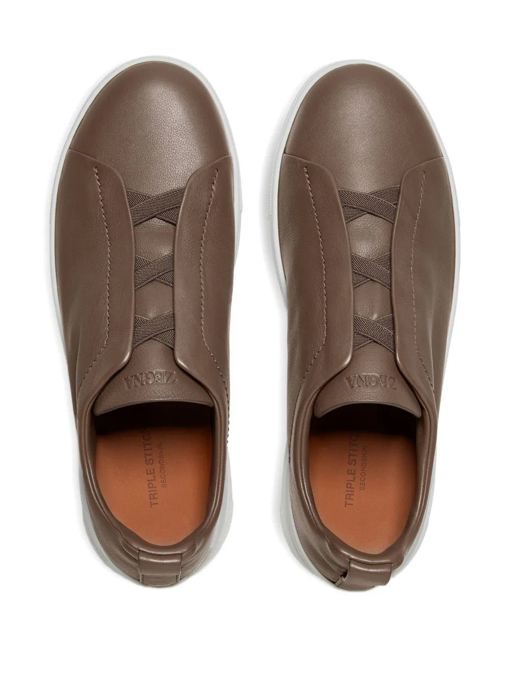 Zegna Triple Stitch?Secondskin Leather Sneakers
